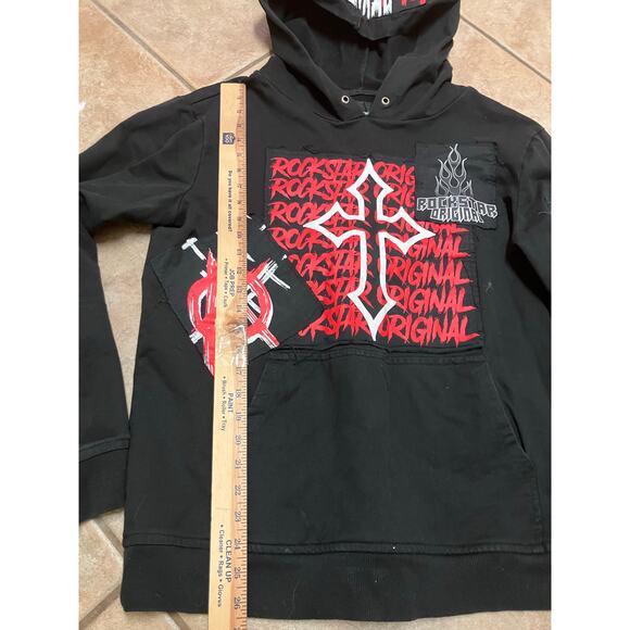 Rockstar Original Tour Mens Large Streetwear Black Red Pullover Hoodie Hip Hop - Picture 5 of 6